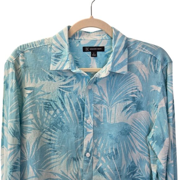 INC International Concepts Linen Blend Tropical Print Button Down Shirt Size Sma - Picture 5 of 6